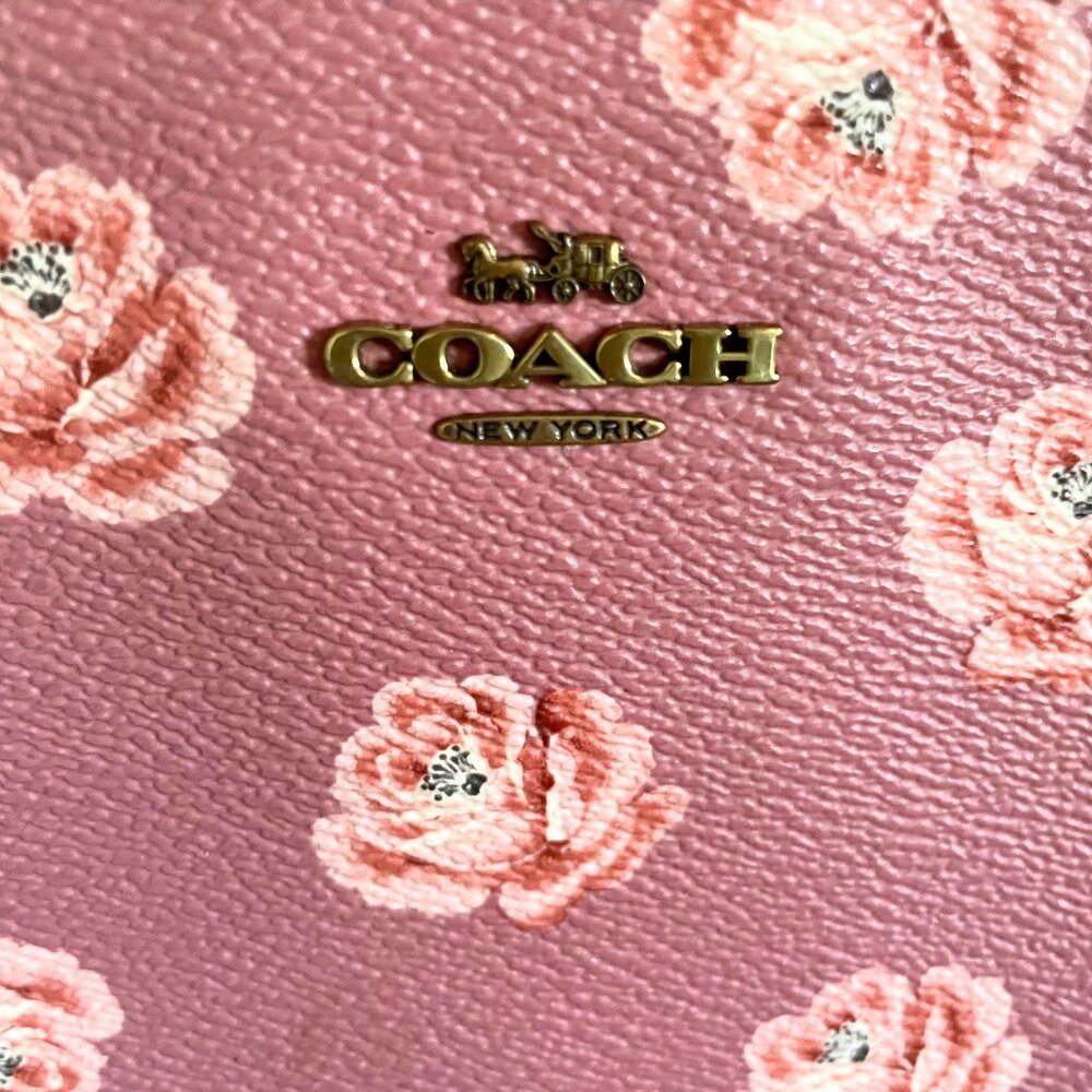 Coach Kitt Floral Print Messenger Crossbody Bag | Pink - Picture 2 of 4